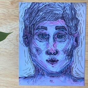 Fine Art Sticker, Large Glossy Portrait Original Art Sticker, Independent Artist